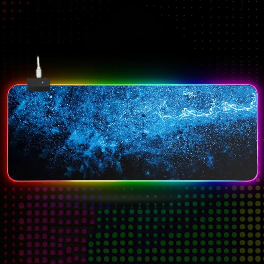 Большой размер игровой коврик для мыши RGB светодиодный светильник большой коврик для мыши офисная компьютерная клавиатура Звездный коврик для мыши резиновый противоскользящий коврик для мыши