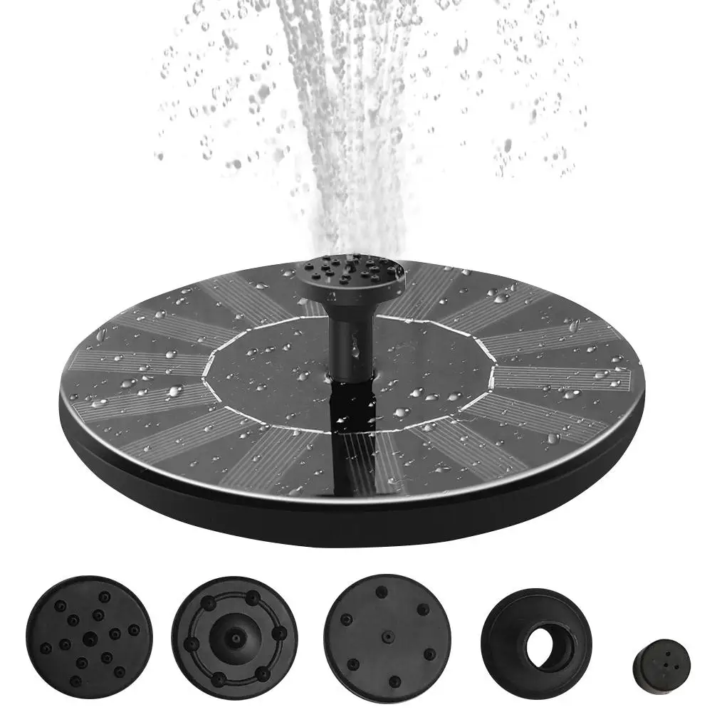 

Black Plastic Fountain Water Pump Solar Fountain Portable Durable Energy Saving Outdoor Fish Tank Lotus Leaf 7V