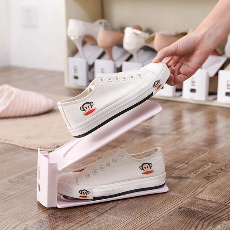 Регулируемый органайзер для обуви пластиковые стеллажи современный двойной