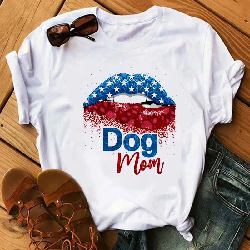 

Tees Female T Shirts Maycaur Women Dog Paw Heart Watercolor Cute Short Sleeve Fashion Printed Summer Casual Lady Womens Tops