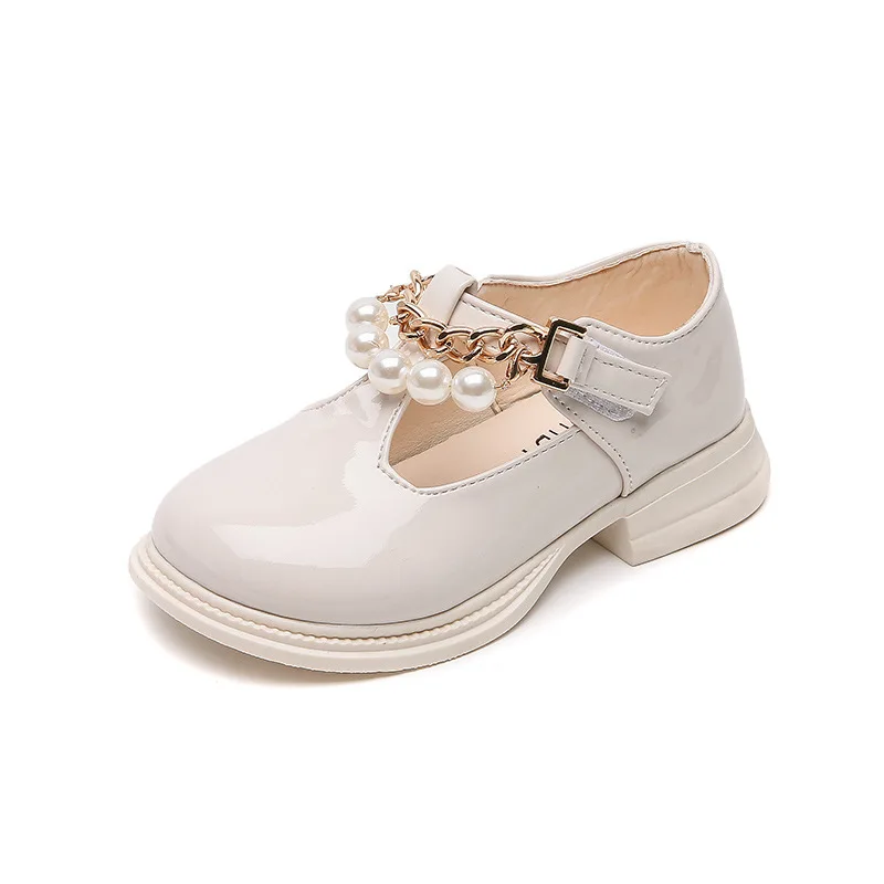 

CNFSNJ 2021 new spring autumn children's small girls tide Pearl flower version of Peas soft bottom casual leisure leather shoes