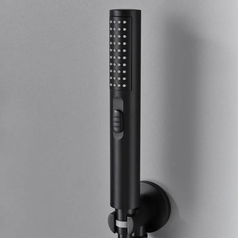 Скрытый двухфункциональный смеситель для душа и ванны черный настенный душ