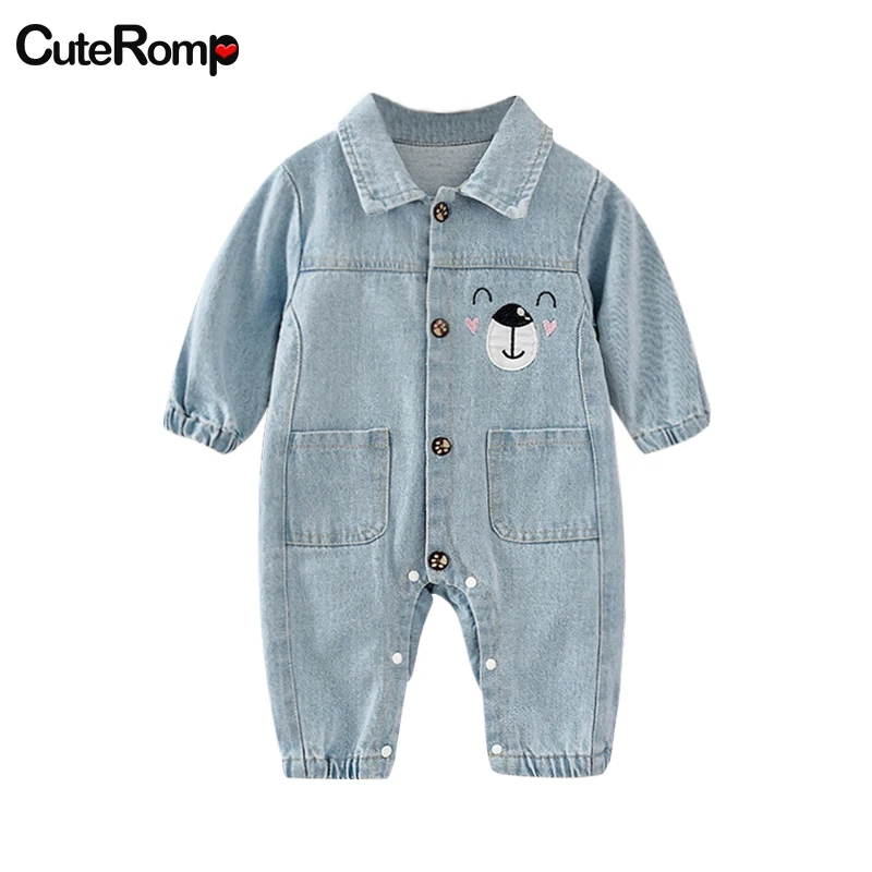 Джинсовый Детский комбинезон с граффити Одежда для младенцев новорожденных