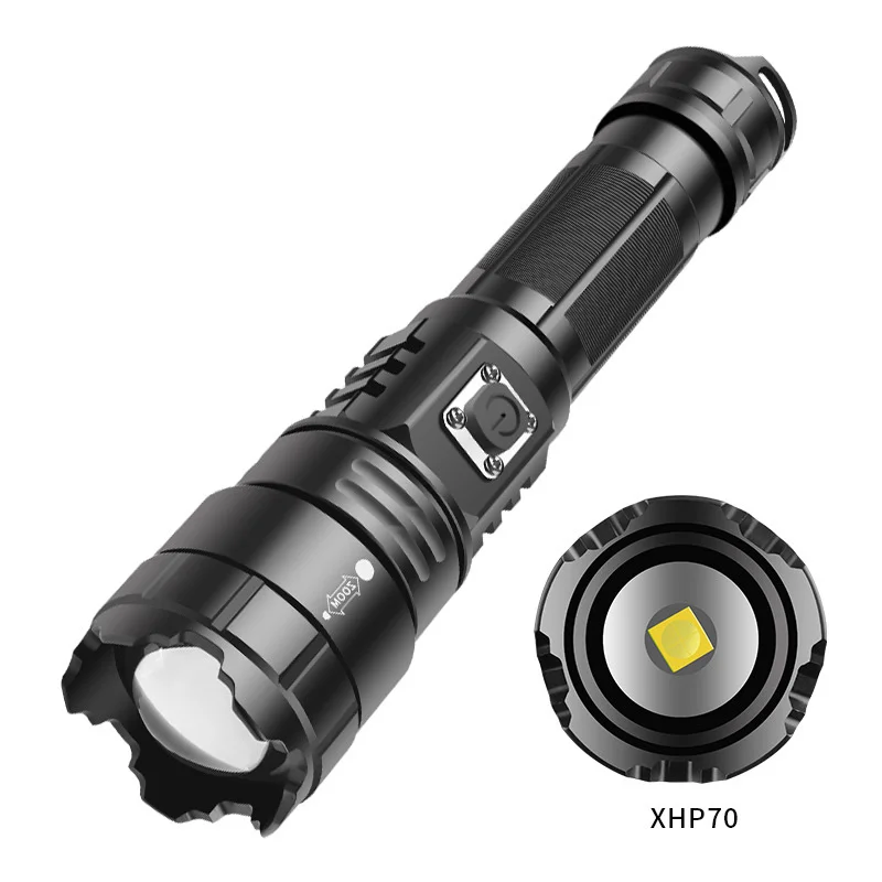 

DHL 30Pcs High Power 1800LM XHP70 LED Flashlight Type-C USB Rechargeable Powerful Outdoor Light IPX4 Waterproof Bright Torch