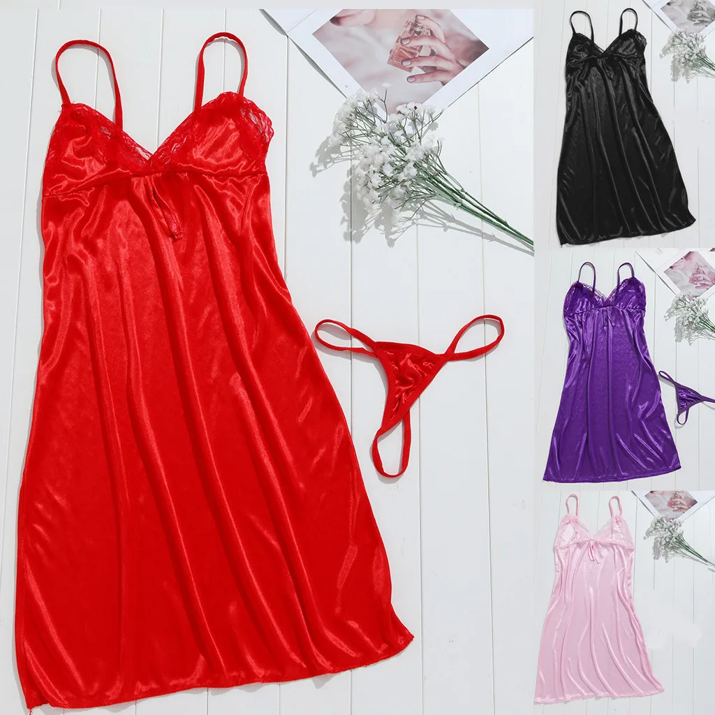 

Newest Arrival Plus Size Women Ladies Sexy Nightwear Lace Dress Lingerie Underwear G-string Sleepwear Robe Ft