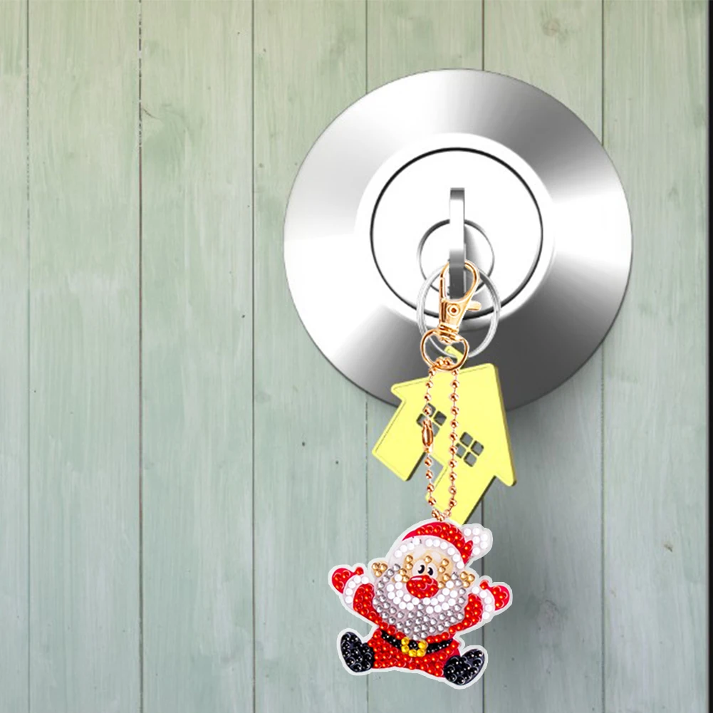 

6 pcs 5D DIY Full Special Drill Diamond Key Chain Kits Mosaic Art Crafts Rhinestone Drawing Keyring Pendant Decor Gifts