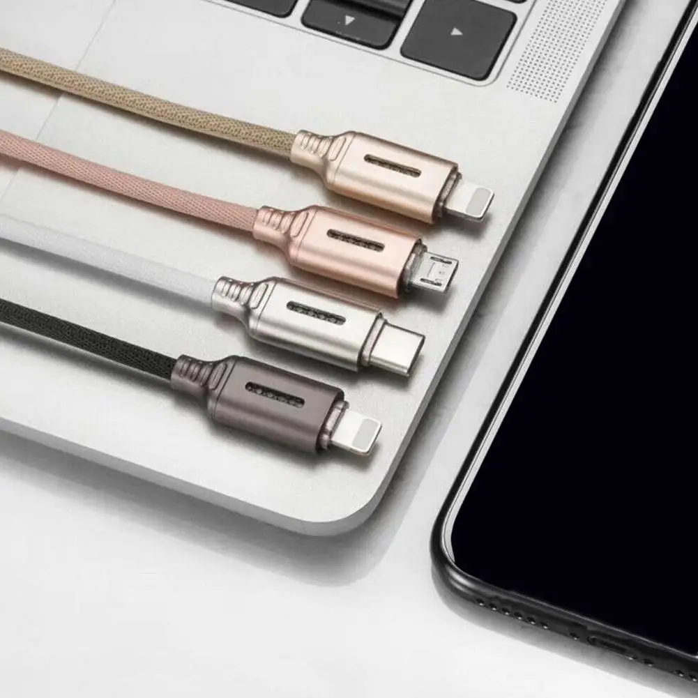 1 м автоматическое отключение светодиодный USB кабель зарядное устройство для тип-c Android для huawei iPhone XS MAX XR Быстрая зарядка для мобильного телефона шнур для передачи данных