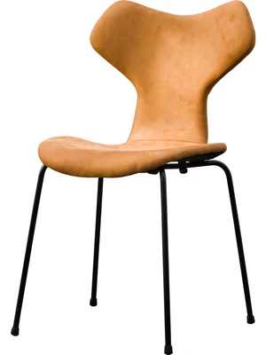 

Nordic imitation leather texture light luxury chair wrought iron soft package dining chair modern minimalist home creative chair