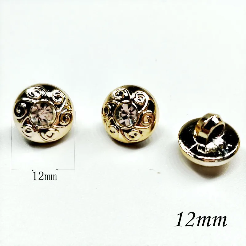 

HL 50pcs/package 10mm/12mm Shank With Rhinestone Plating Buttons Shirt Sweater Apparel Sewing Accessories Crafts