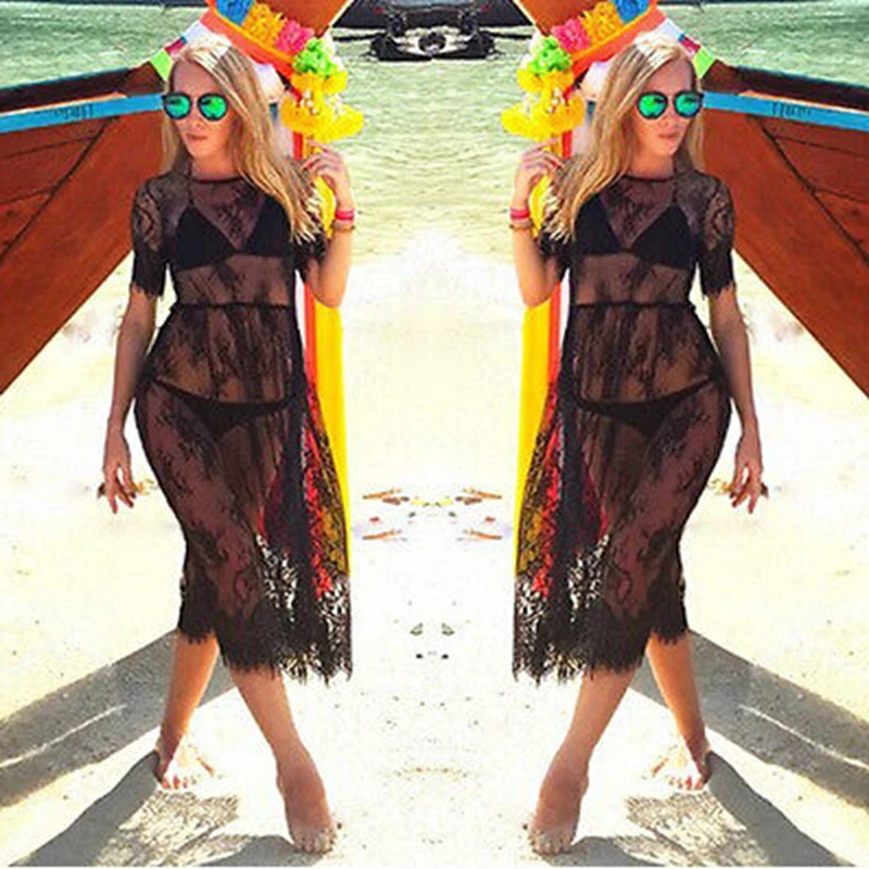 Сексуальное женское кружевное бикини купальник Пляжное Платье летний купальный
