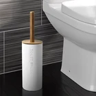 Бамбуковая напольная щетка для унитаза, набор туалетных деревянная Чистящая Щетка для ванной комнаты, аксессуары для туалета