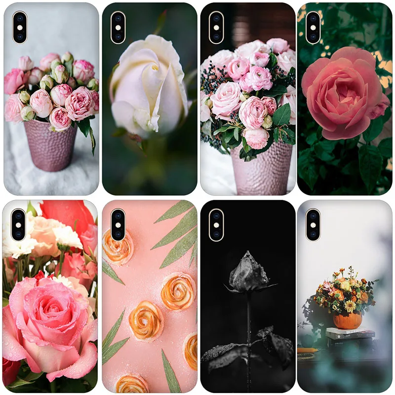 Мягкий силиконовый чехол розового цвета с цветами для iPhone X XR XS 11 Pro Max 7 6 6s 8 Plus 4 4S 5 5S