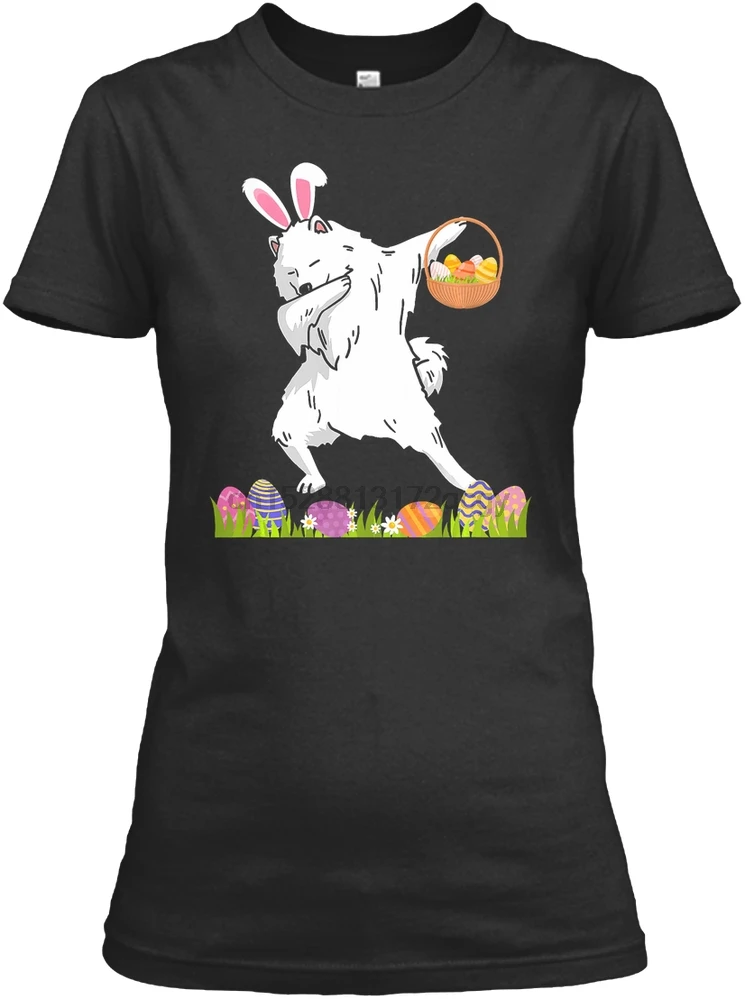 

Men T Shirt Funny Samoyed Dog Dabbing Happy Easter D Women T-Shirt