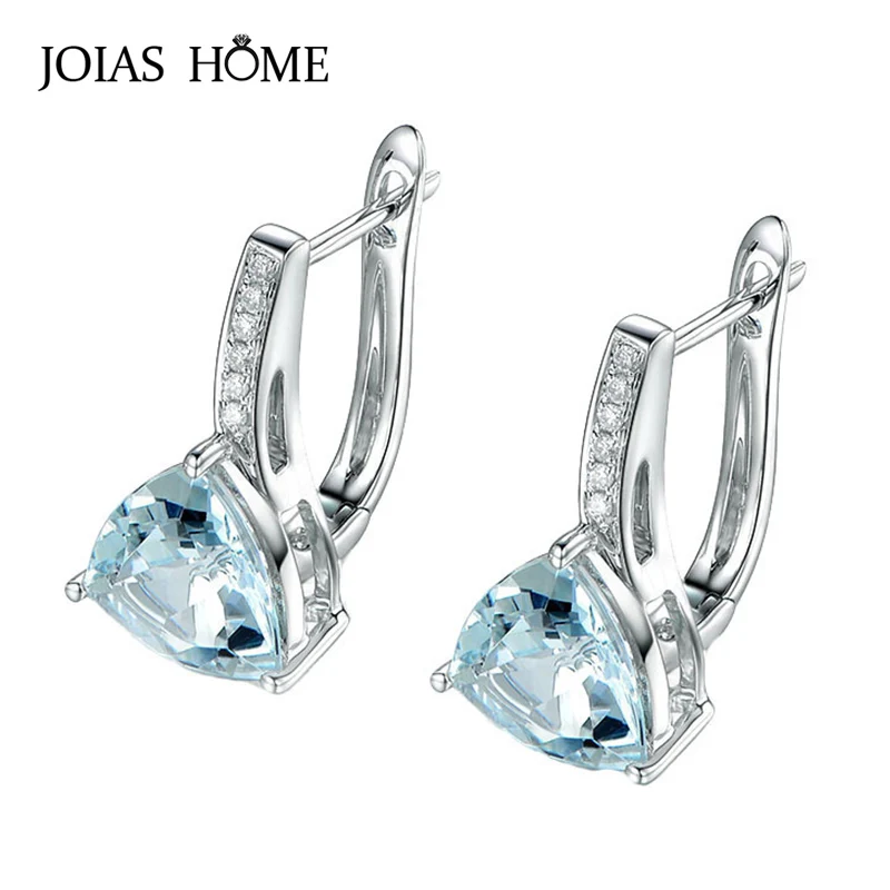 

JoiasHome Women Sapphire Gemstones Stud Earrings 925 Sterling Silver Women Fine Jewelry Wedding Party Gift Wholesale