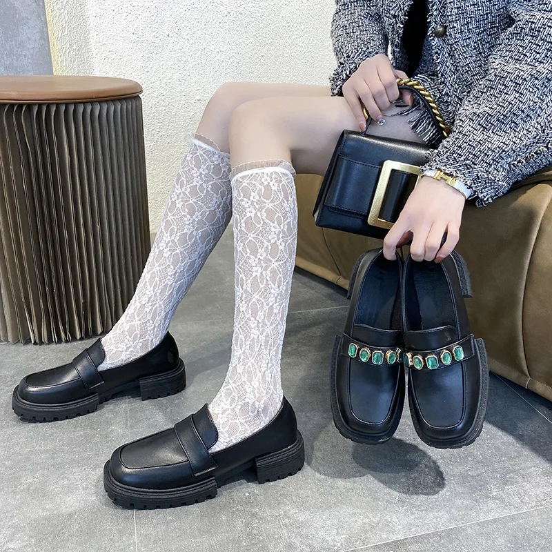 

Square Toe Slip On Shoes For Women British Style All-Match Modis Casual Female Sneakers Oxfords Flats Slip-on Preppy 2021 New Su