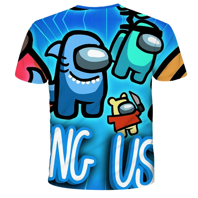

Among Amoung Us Cool Black Fashionable Short Sleeve O-Neck Tee Tops Children Game Harajuku T-Shirts Kids Boys kinder Clothing