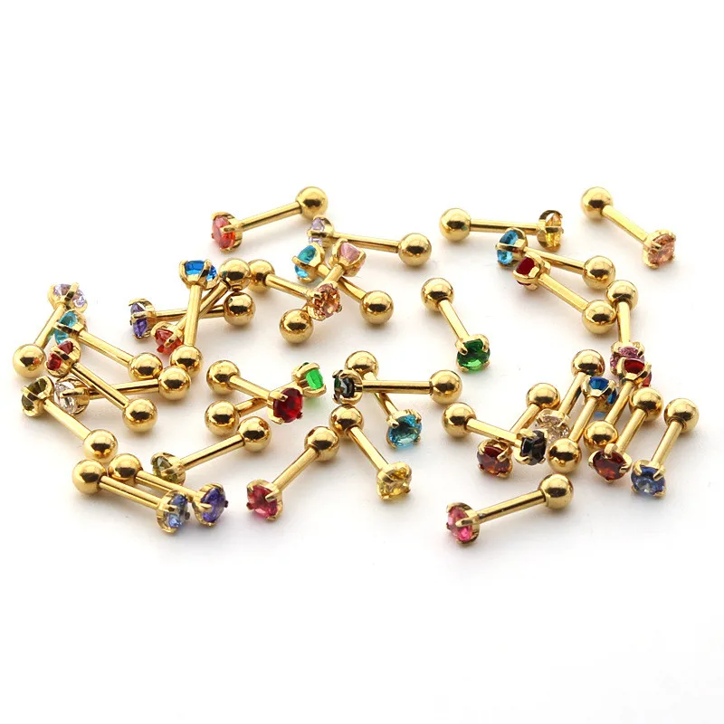 Женские серьги Пусеты Из Нержавеющей Стали 16 цветов 3 мм с фианитом модные
