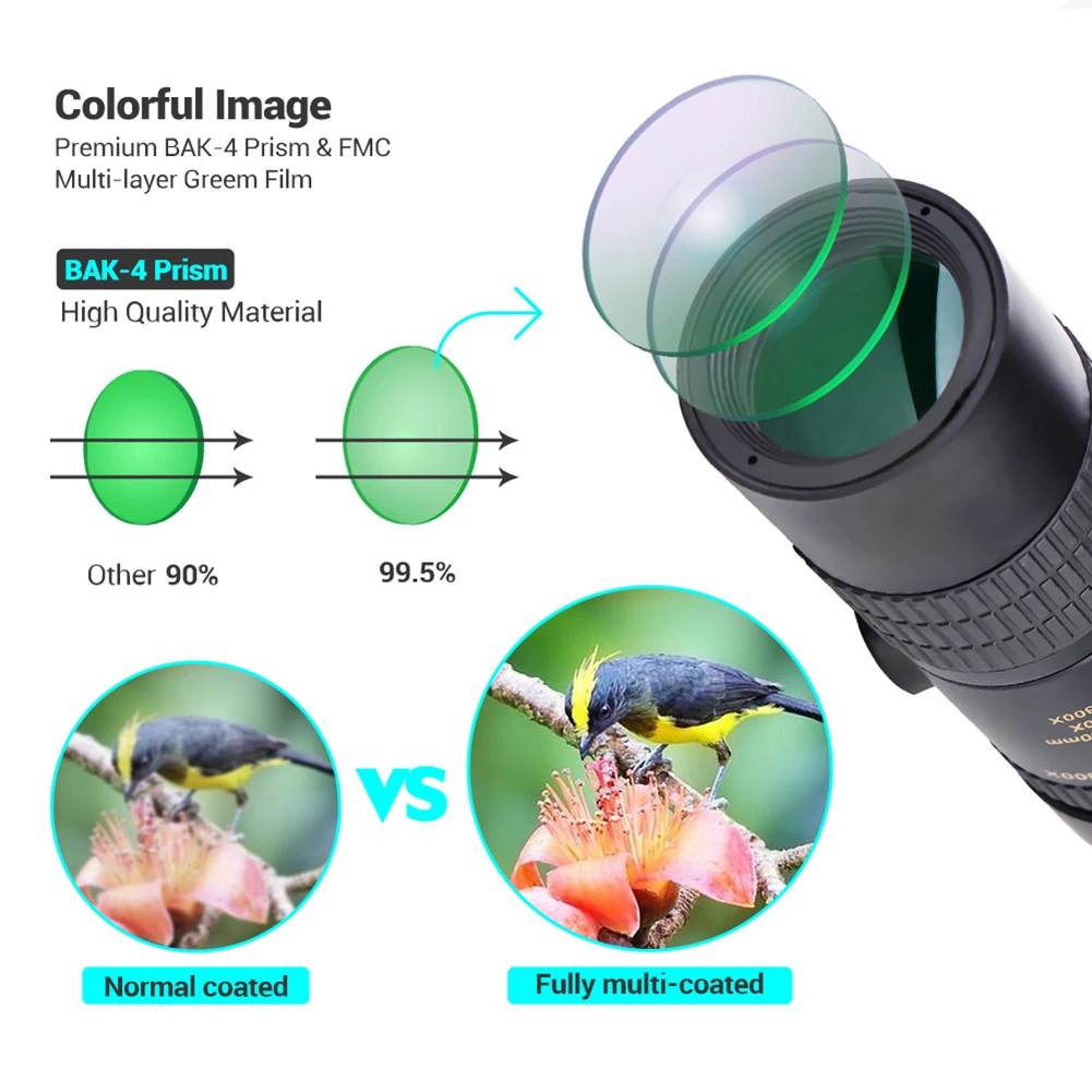 Портативный монокулярный телескоп с держателем и штативом водонепроницаемый