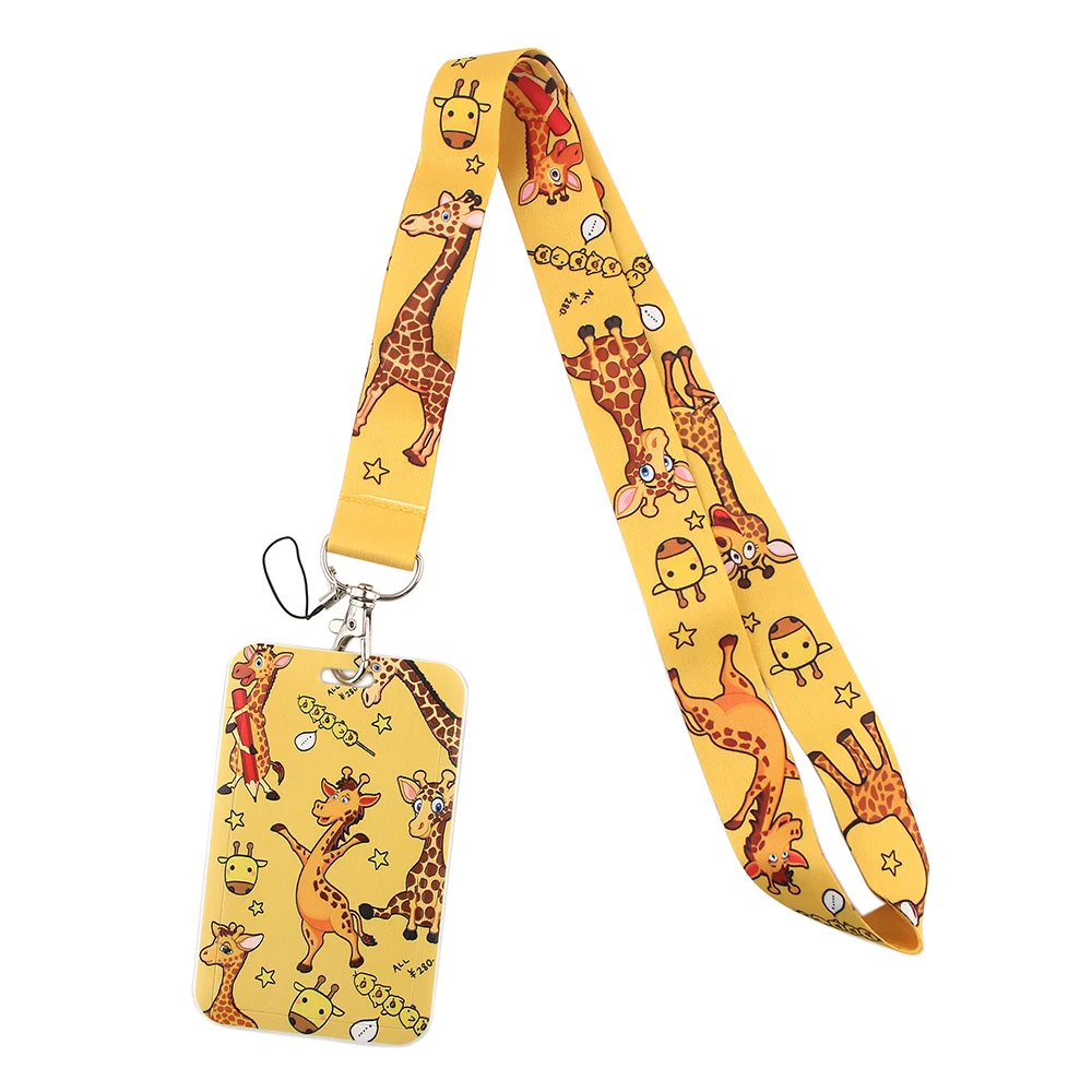 

FD0615 Giraffe Animal Lanyard Neck Strap Rope For Mobile Cell Phone ID Card Badge Holder With Keychain Keyring Gift