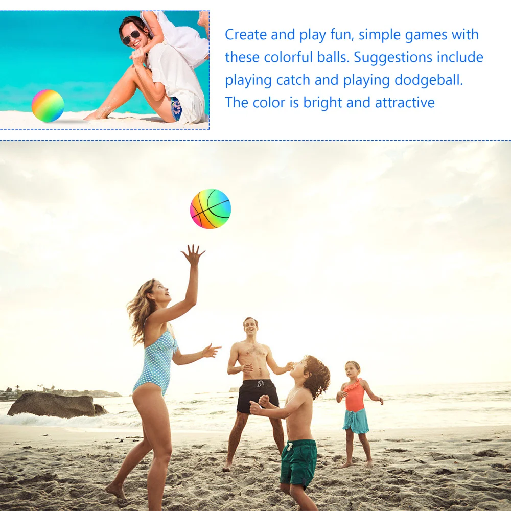 

3Pcs Children Rainbow-Color Balls PVC Inflatable Ball Outdoor Kickball Toys