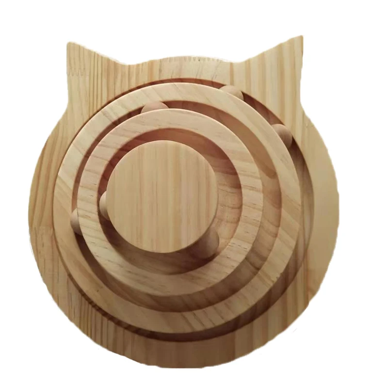 2/3 layers Cat Turntable Wooden Pet Toys Interactive Game Smart Track With Balls Funny Kitten Supplies | Дом и сад