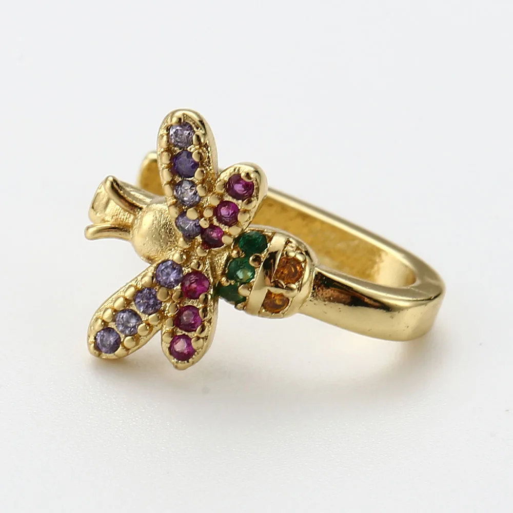 

Brand New Design Metal Inlaid Colorful Diamond Bee Single Female Ear Clip Fashion Trend Party Popular Earrings Jewelry Gifts