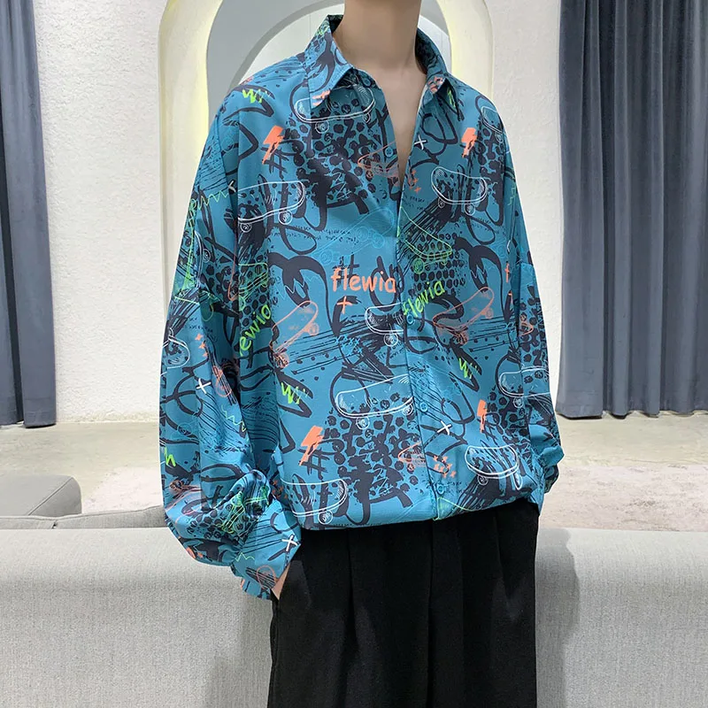 

XITAO Print Pattern Long Sleeve Shirt 2021 Fashion New Style Loose Casual Personality All-match Single-breasted Shirt WMD2235