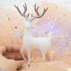 Пластиковый Хрустальный олень, Рождественский лес, лось, белое золото, десертный декор для стола, Рождественский Декор для дома, подарок для детей