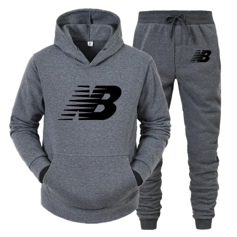 

Tracksuit Men Fashion Hoodies Men Suits Brand NB Sets Men Sweatshirts+Sweatpants Autumn Winter Fleece Hooded Pullover