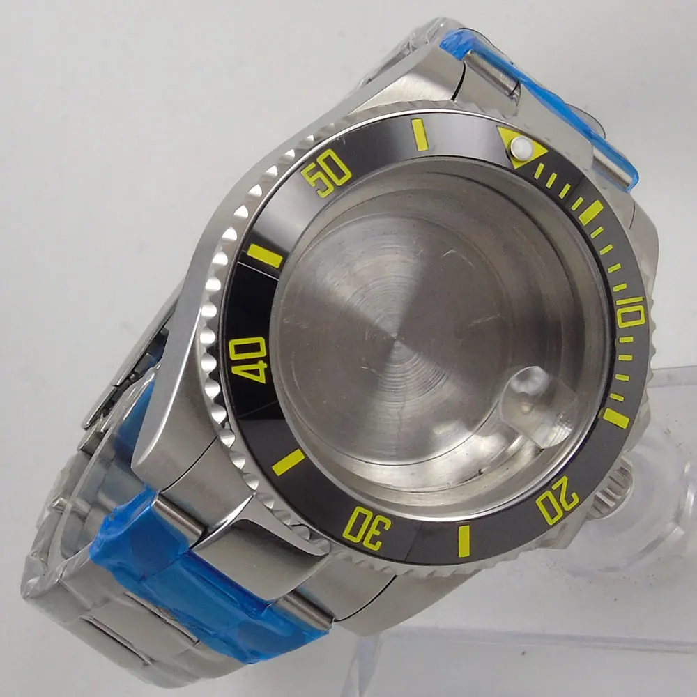 

40mm Fit NH35 NH36 ETA MIYOTA Watch Case Sapphire Glass Magnifier Jubilee Middle Polished Bracelet Strap Rotaing Bezel