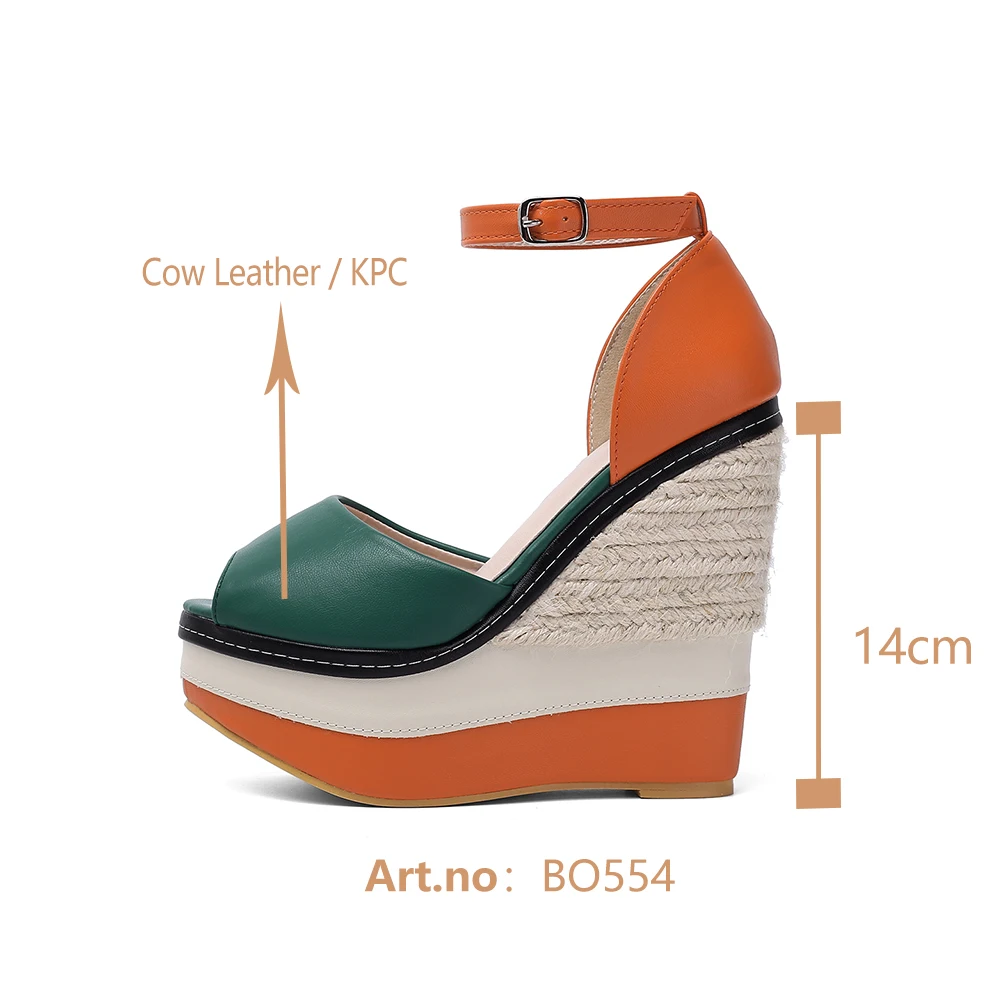 Женские босоножки на танкетке BESCONE стильные сандалии с открытым носком очень