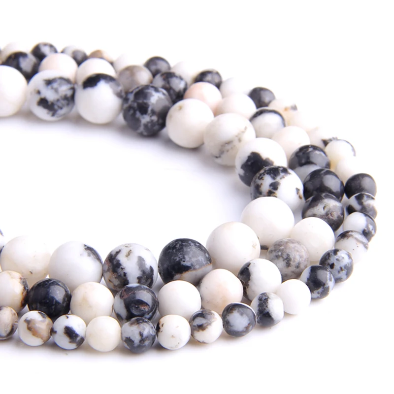 

Natural black white Zebra Jaspers stone beads for Jewelry Making Semi Precious Stone Beads Diy Bracelet Needlework Accessories