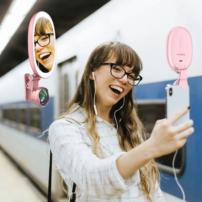 Макияж зеркало светодиодный мобильный телефон свет косметическое с