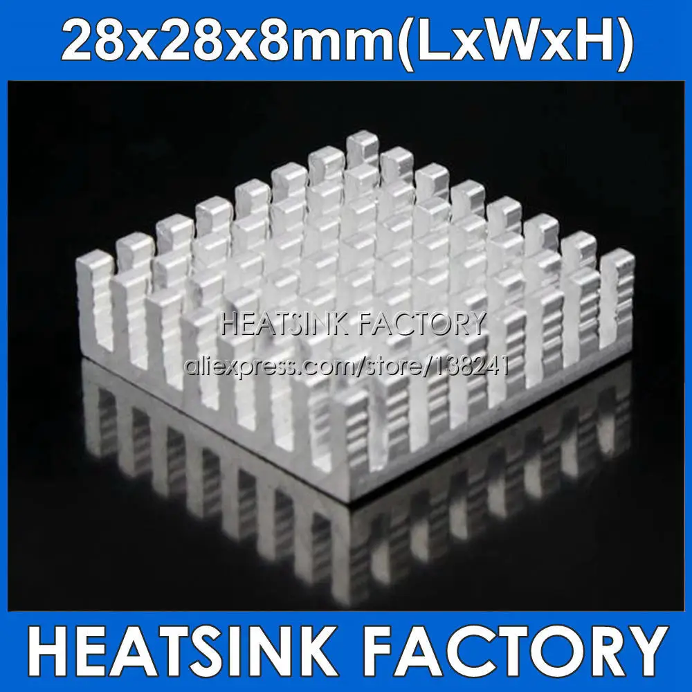 

5pcs Silver / Black / Gold Anodized 28x28x8mm Aluminum Radiator Heat Sink Square 28mm Cooler