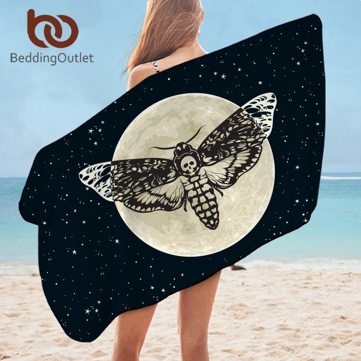 BeddingOutlet банное полотенце из микрофибры в виде моли смерти готический череп