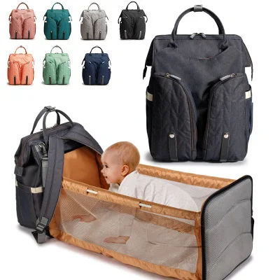

New Multifunctional Mummy Bag Foldable Baby Bed Diaper Bag Fashion baby bag super large capacity backpack