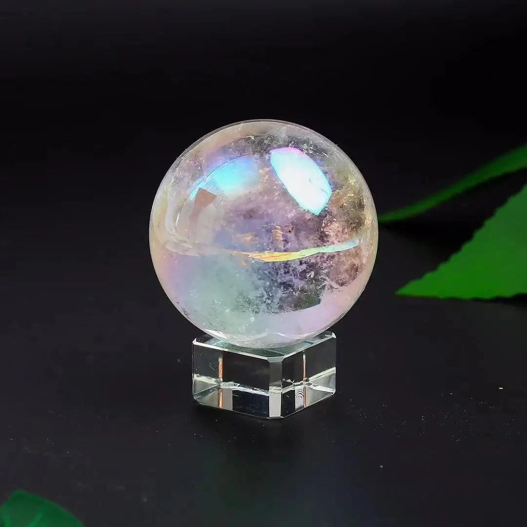 

30MM-70mm Angel Aura Clear Quartz Sphere Ball Crafts Healing Crystals Stone