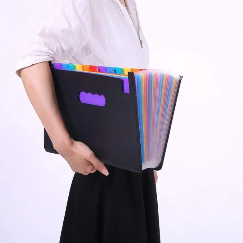 

24 Pockets Classified File Folder Telescopic Standing A4 Organizer Extension Folder Desktop Storage Rack Home Office Accessories