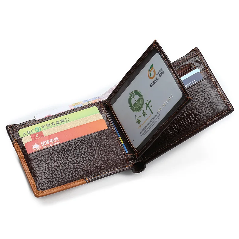 

Men's Genuine Leather Wallet Business Coin Purse Multi-card Pocket Wallet Splicing Bag Purses