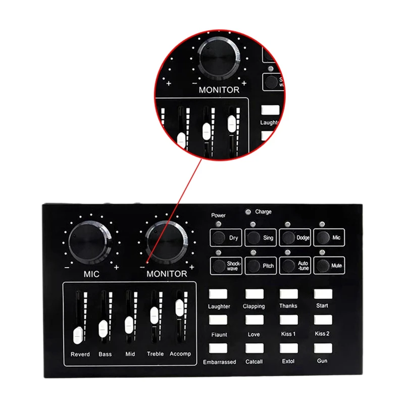

External Sound Card for Headset Mic Mobile Phone Computer USB 1500Mah Recording Mixer for Live Broadcast K Song