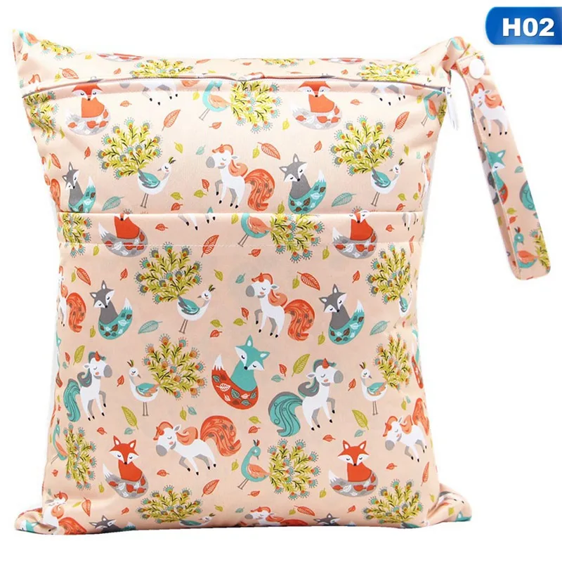 

Diaper Bag Baby Double Zipper Printing Reusable Washable Waterproof Diaper Nappy Bag 30*36cm