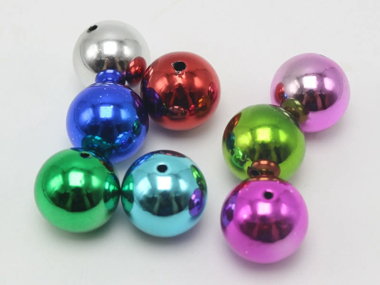

15 Shiny Mixed Color Metallic Acrylic Large Christmas Round Beads 20mm(4/5")