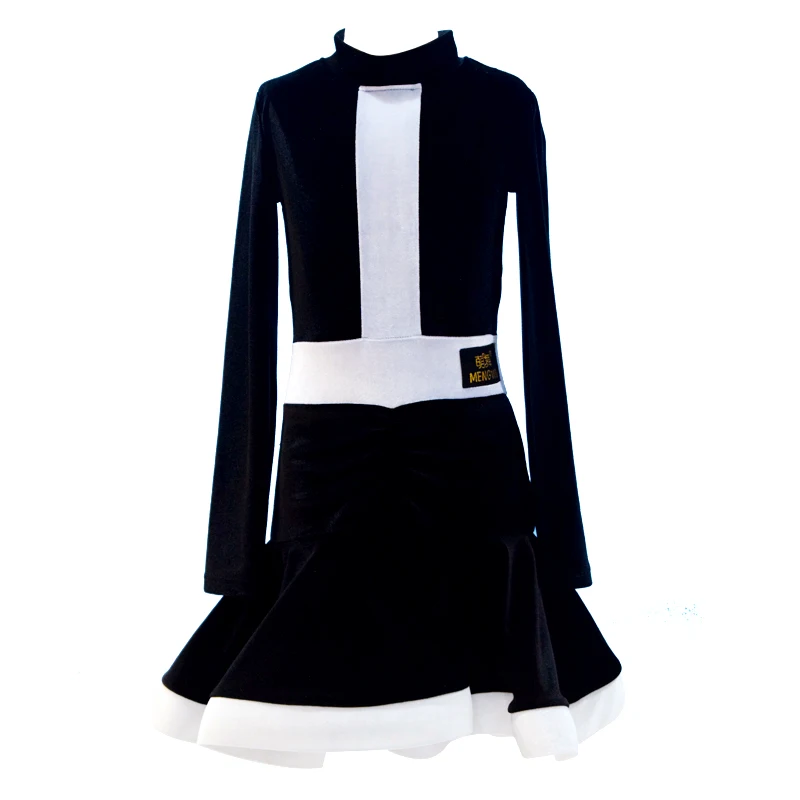 

Latin Dance Costume Girls Long Sleeve Black Latin Dance Practice Dresses Rumba Competition Clothes Samba/Tango Outfit DQL2583