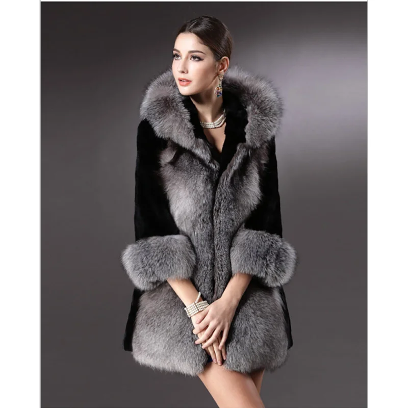 Женское зимнее пальто из искусственного меха 2019 повседневное теплое лисьего