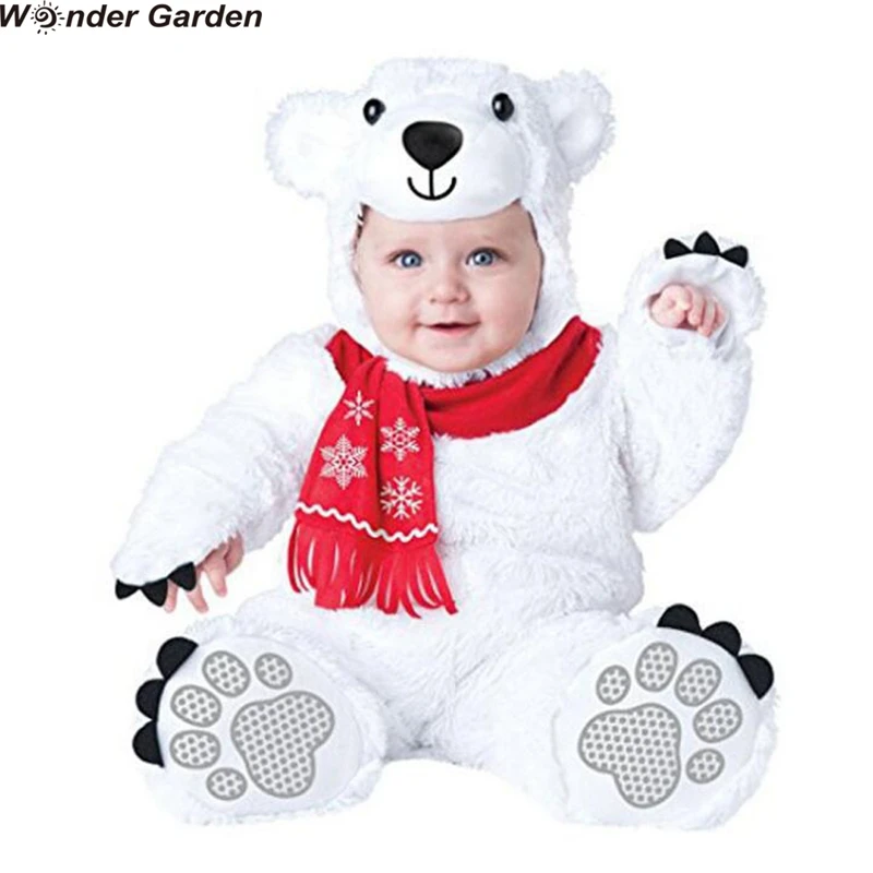 Festa de Halloween Maravilha Jardim Infantil Crianças Bebê Branco Urso Polar Traje Animal Cosplay Natal Purim Férias Macacão