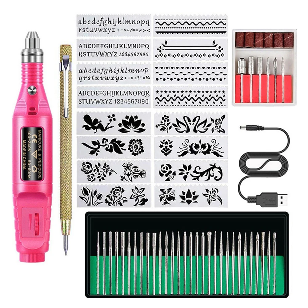 

Mini Electric Nail Drill Kit Carving Sanding Polishing Pen DIY Nail Art Tool Kit STTX889