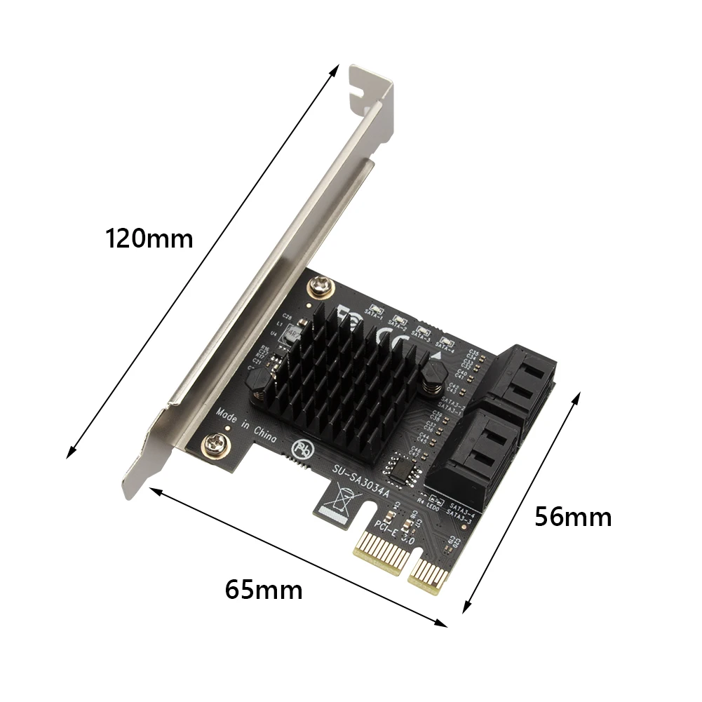 

SATA PCIe Adapter 4 Ports SATA III to PCI Express 3.0 X1 Controller Expansion Card 6Gbps 4 SATA interfaces Expansion Card