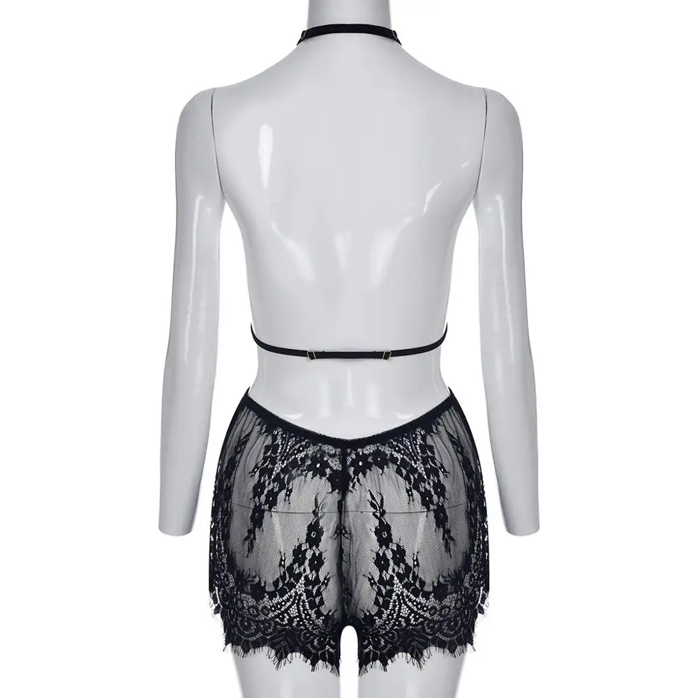 Сексуальный женский кружевной Комплект эротического нижнего белья однотонный