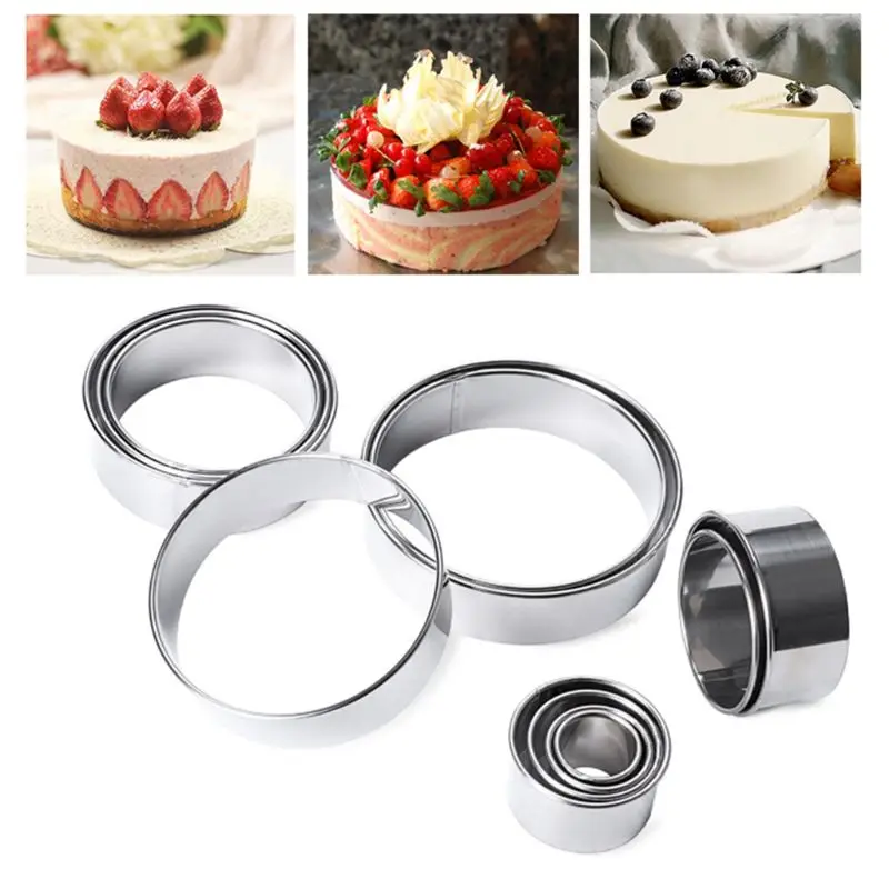 

14 Pcs Open Cutter Round Cookie Molds Stainless Steel Sweet Moulds for Cooking Baking Sugar Paste and Cake Kitchen Bar P15D