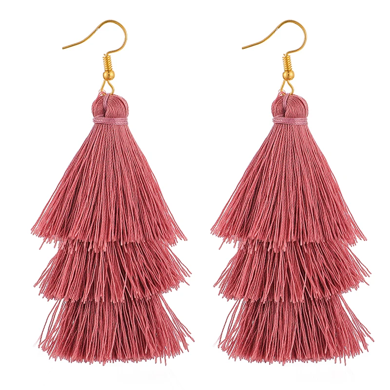 X-ROYAL 3 Слоистые богемные Роскошные массивные Серьги-кисточки Boho модные ювелирные изделия женские длинные висячие серьги